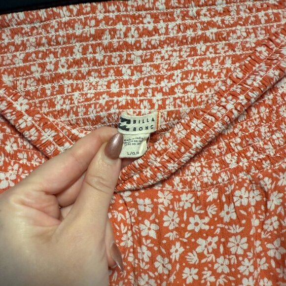 Billabong Summer New Waves 2 Red Floral Wide Leg Pants Large - Picture 4 of 9